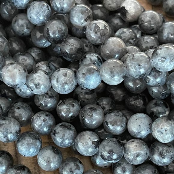 8mm Larvikite Stone Bead Strands - Black Labradorite - Picture 4 of 4